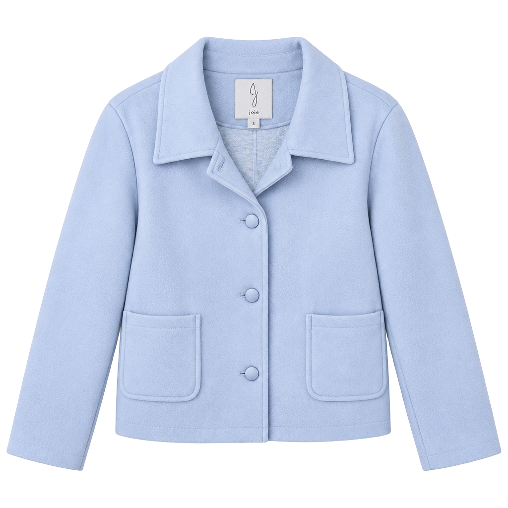 Joie Jacket Size XL Light Blue Polyester Rayon Button Up Coat 1