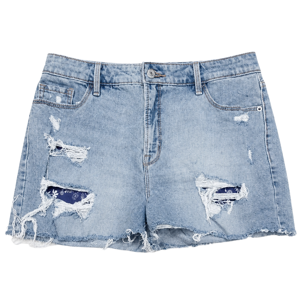 Old Navy Blue Jean Shorts Distressed Raw-Edge Hem 1