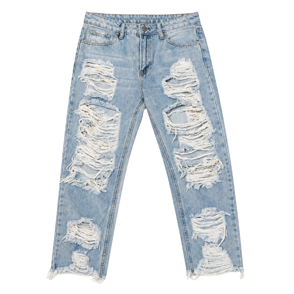 Insane Gene Light Wash Distressed Raw Hem Straight Leg Jeans 1