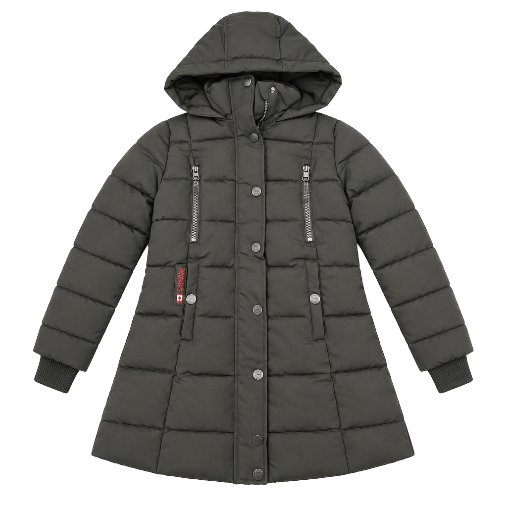 Canada Weather Gear kids hooded Puffer Parka Jacket Size 7/8 Black Winter coat 1