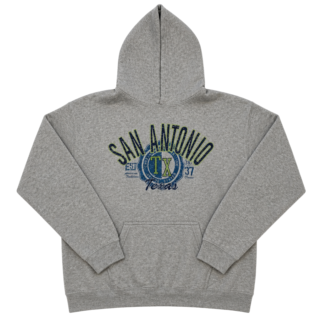 Gildan San Antonio Texas Hoodie Size Medium Gray Heavy Blend 1