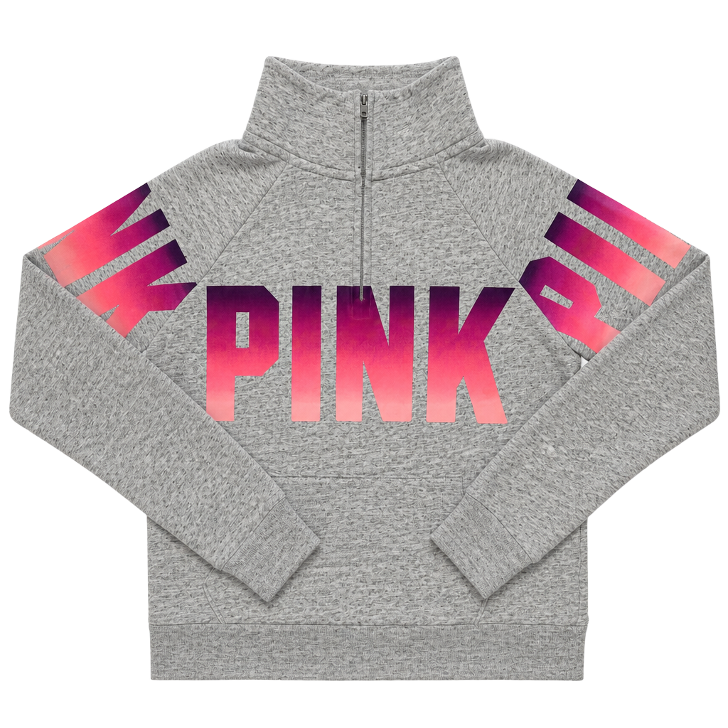 Victoria's Secret PINK Quarter Zip Sweatshirt Size XS Grey 1