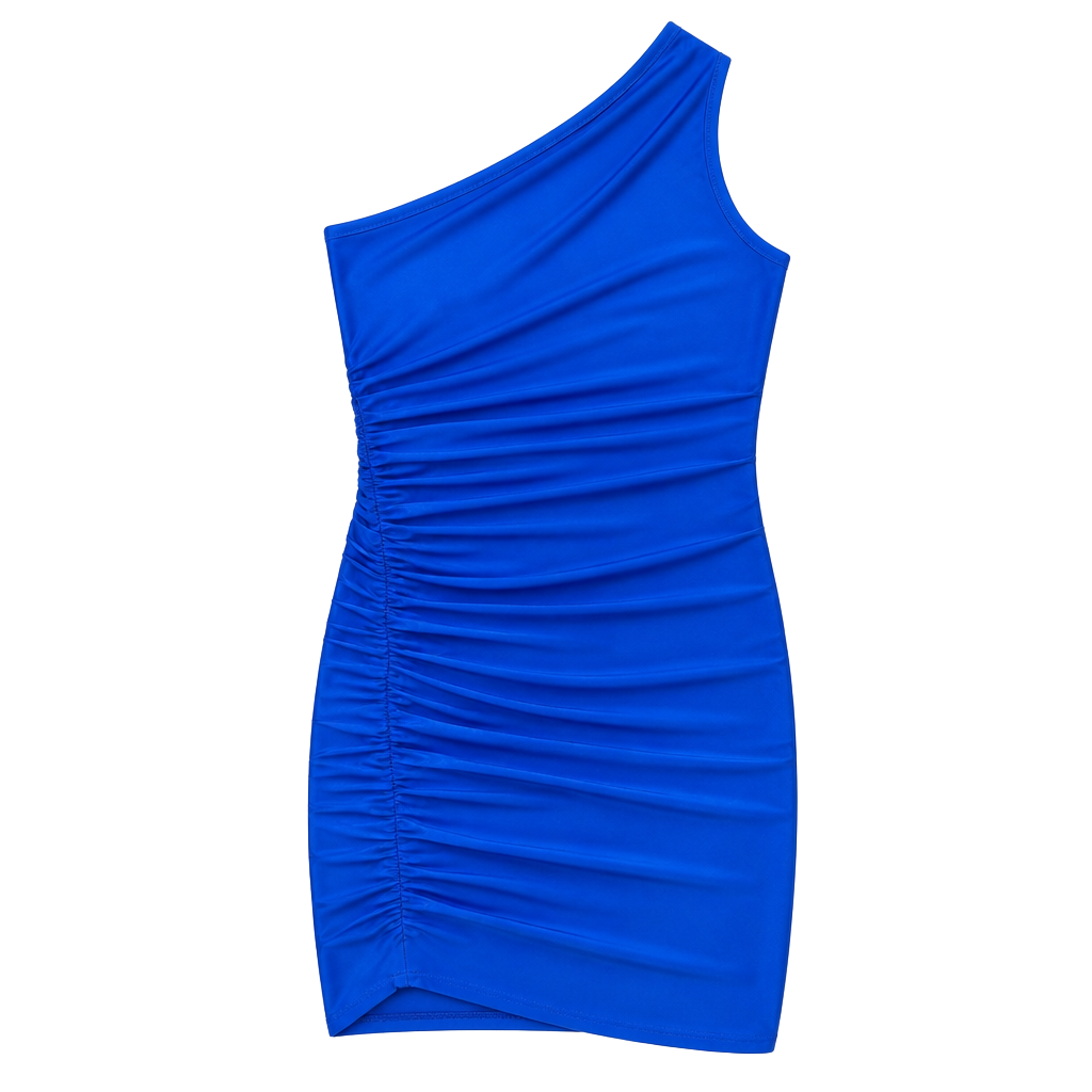 B. Darlin One Shoulder Ruched Bodycon Dress Size 5/6 Blue 1