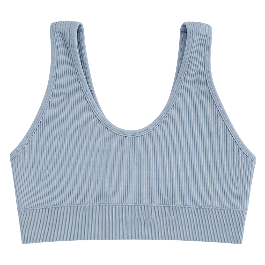 Aerie Seamless Ribbed Padded Sports Bra Light Blue 1
