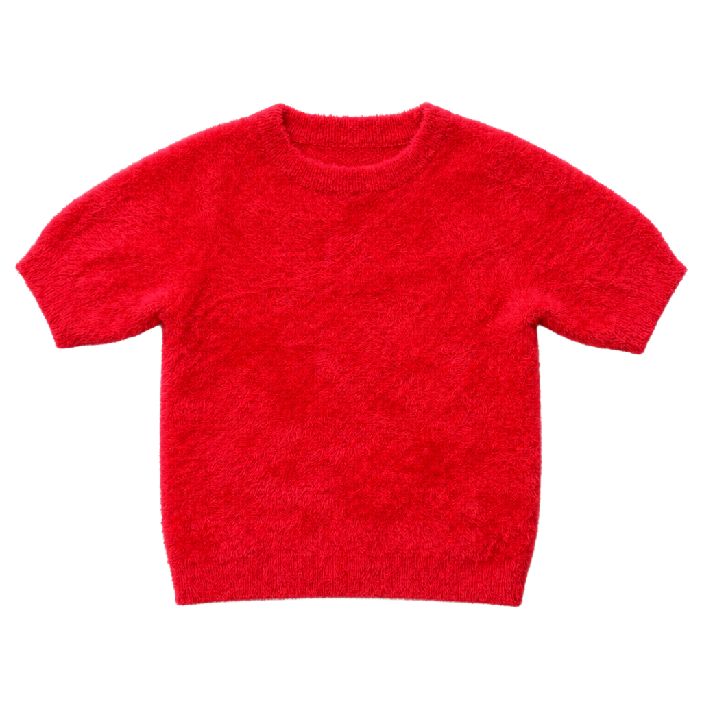Bailey 44 Fuzzy Knit Sweater Size XS Red Short Sleeve 1