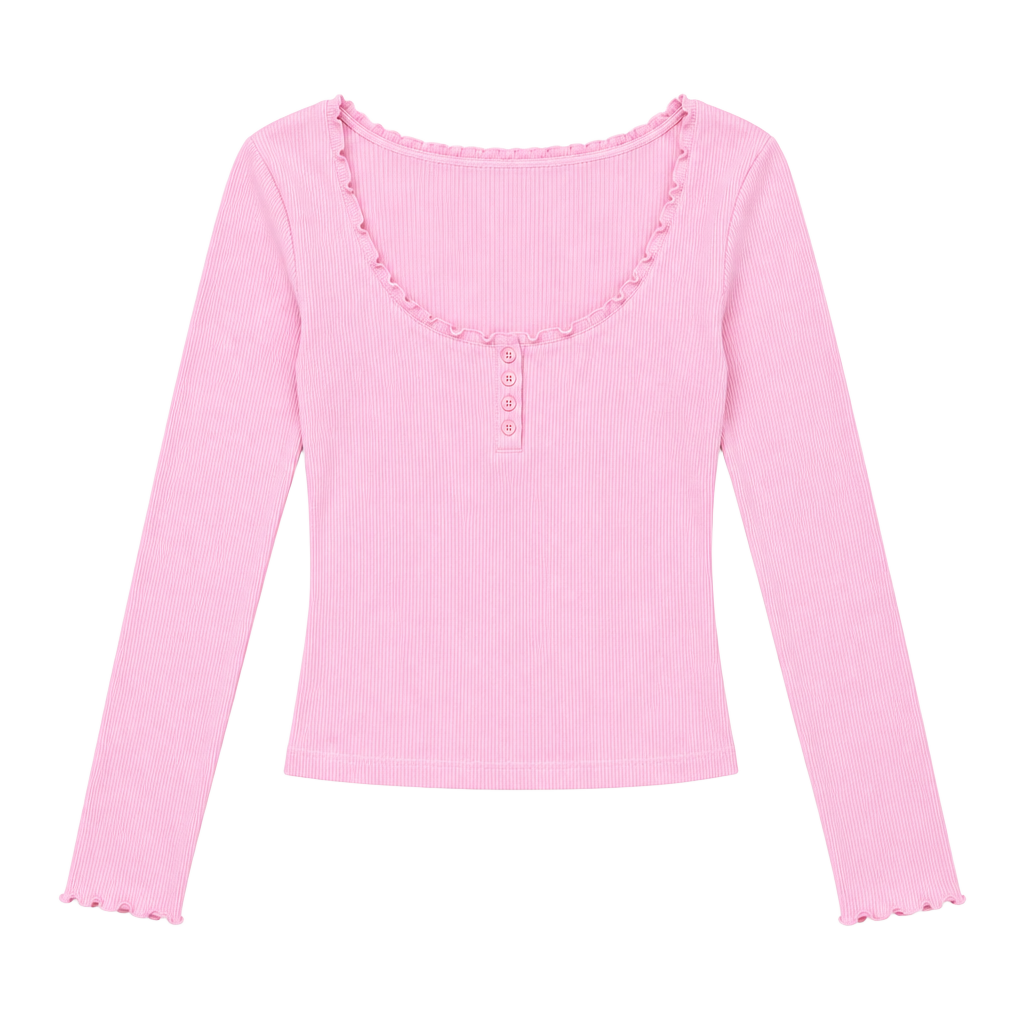No Boundaries Scoop Henley Size XL (16-18) Pink Jubilee 1