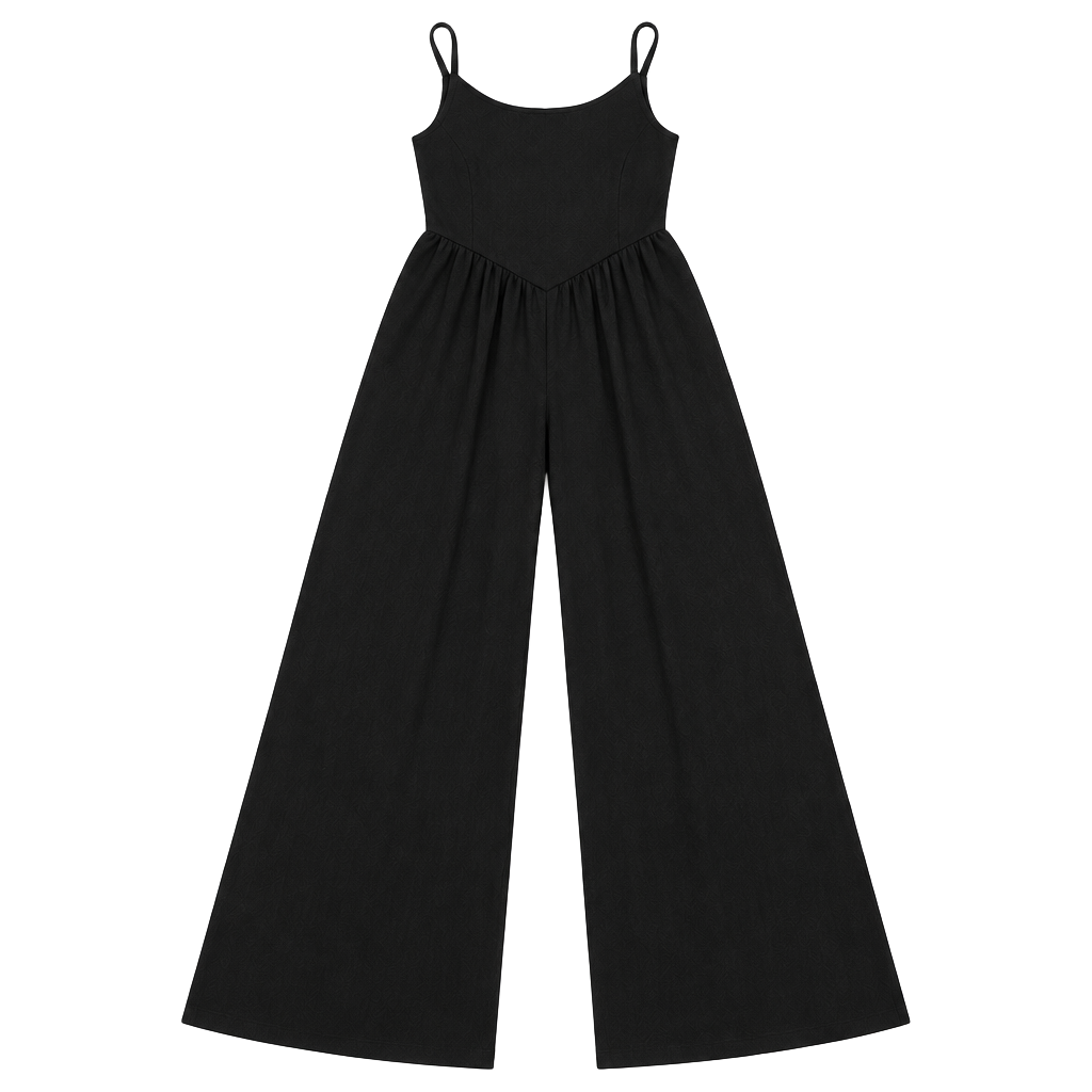 No Boundaries Jumpsuit Size S (4-6) Black Wide Leg Spaghetti Strap 1