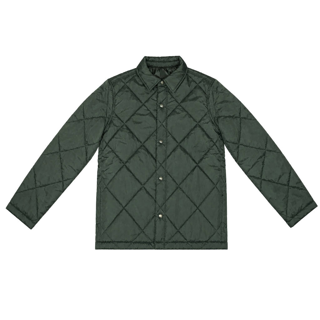 Old Navy Quilted Jacket Mens Size XS Green Water-Resistant Snap Front 1