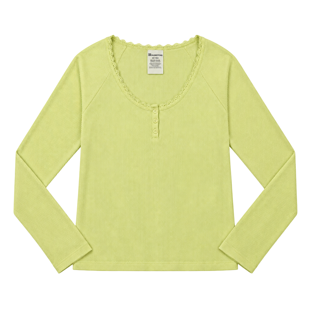 Scoop Henley Size XL Yellow Long Sleeve Ribbed Top 1
