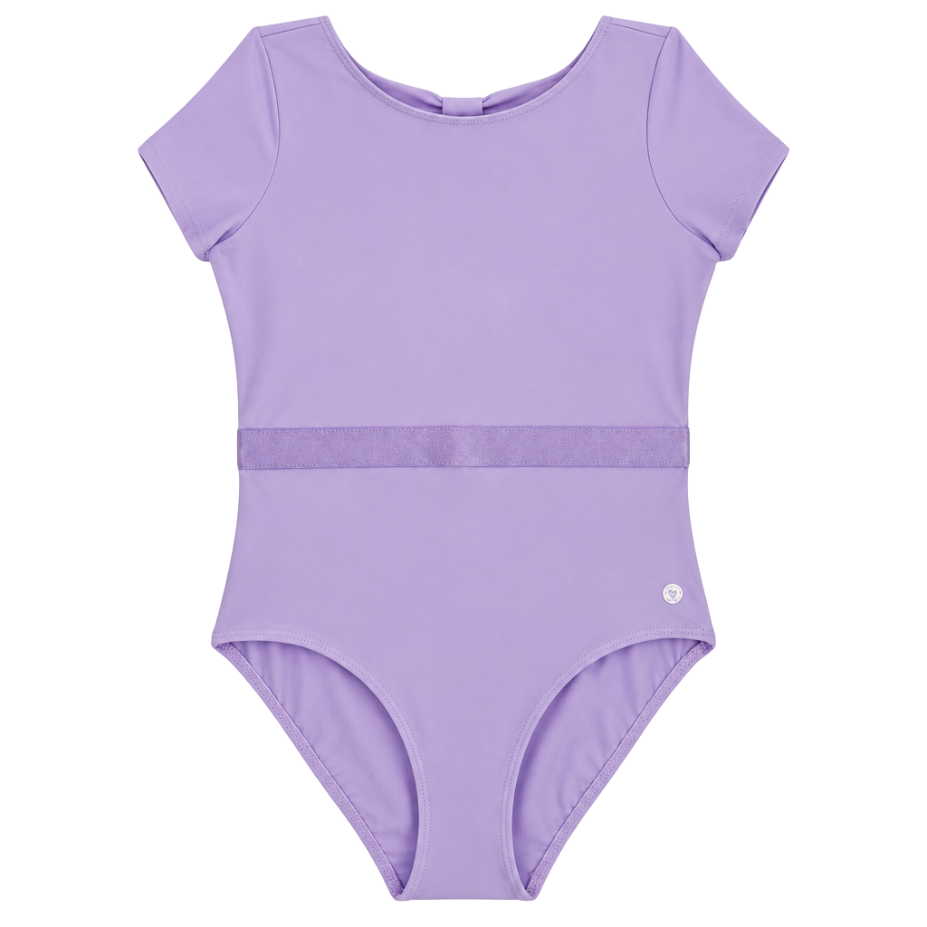 NWT Justice Cap Sleeve Leotard with Ribbon WB Size XL (16/18) Purple 1