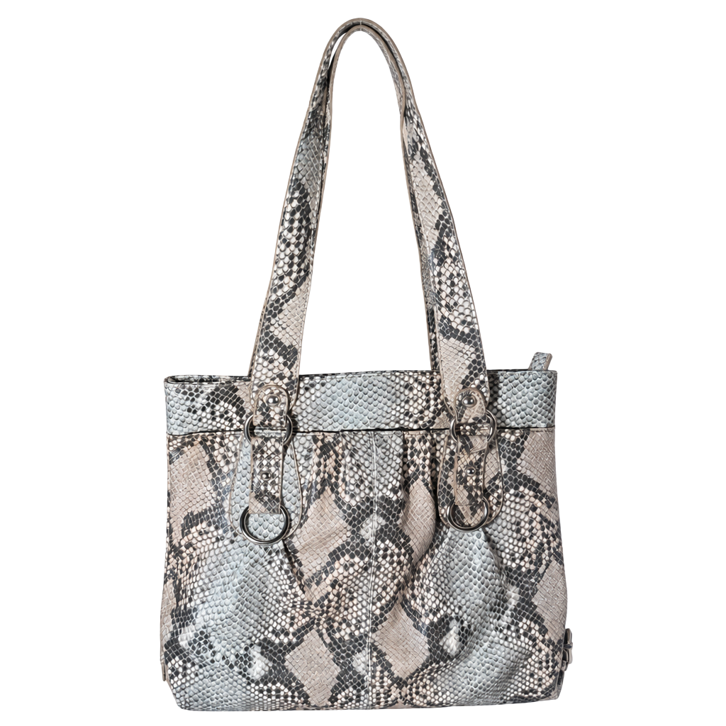 Style & Co Snake Print Faux Leather Tote Handbag Grey 1