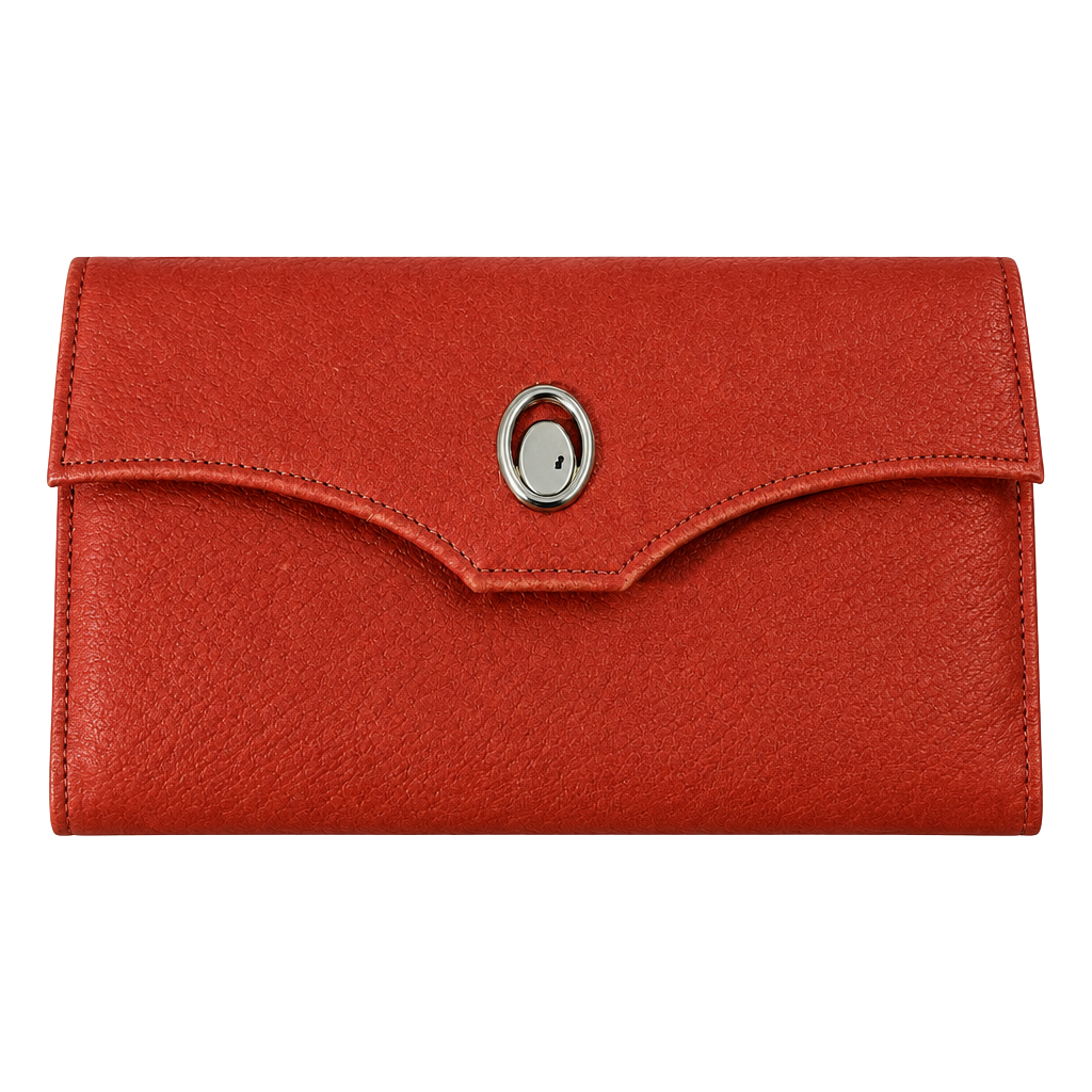 Red Leather Wallet Clutch 1