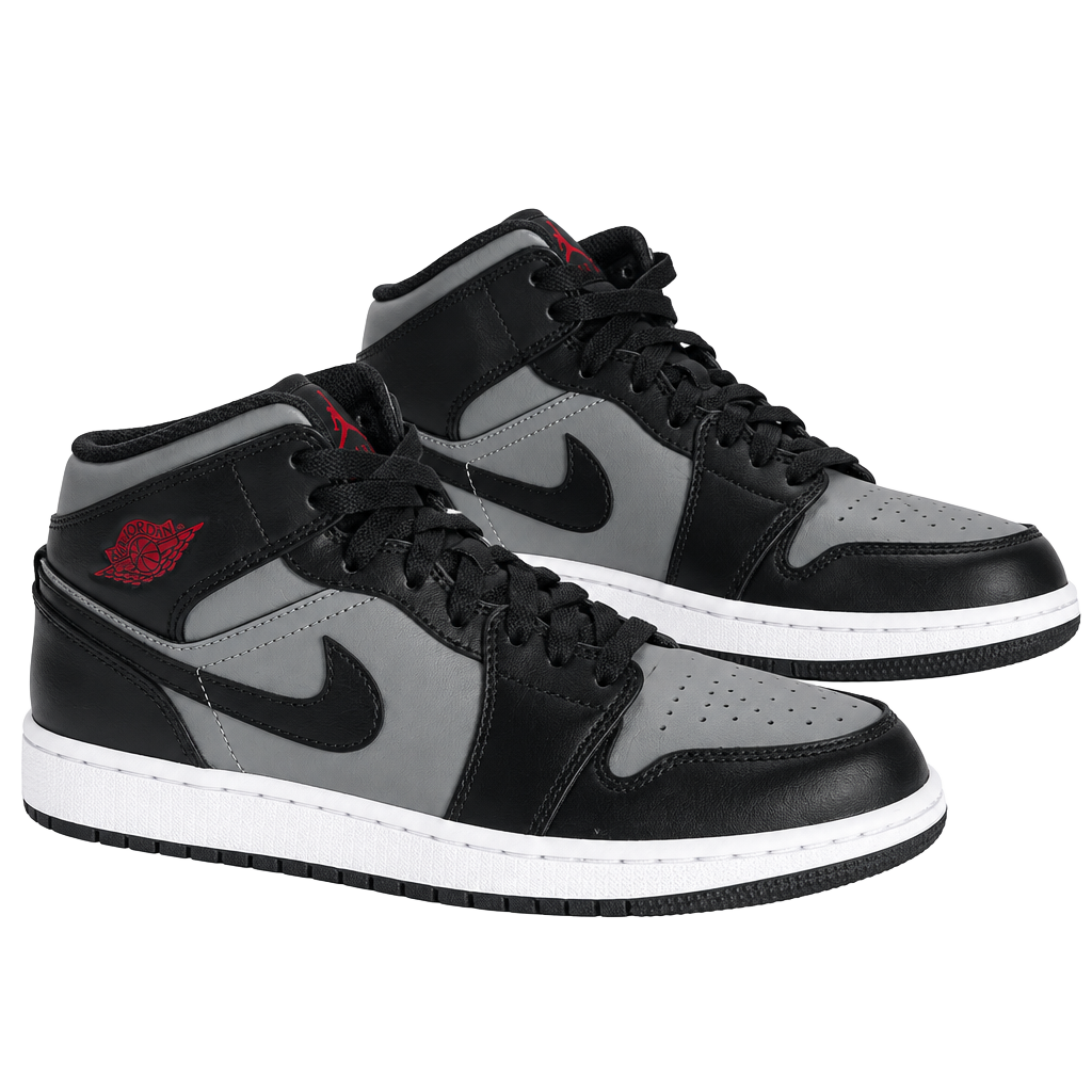 Air Jordan 1 Mid Size 7Y Black Gym Red Medium Grey 1