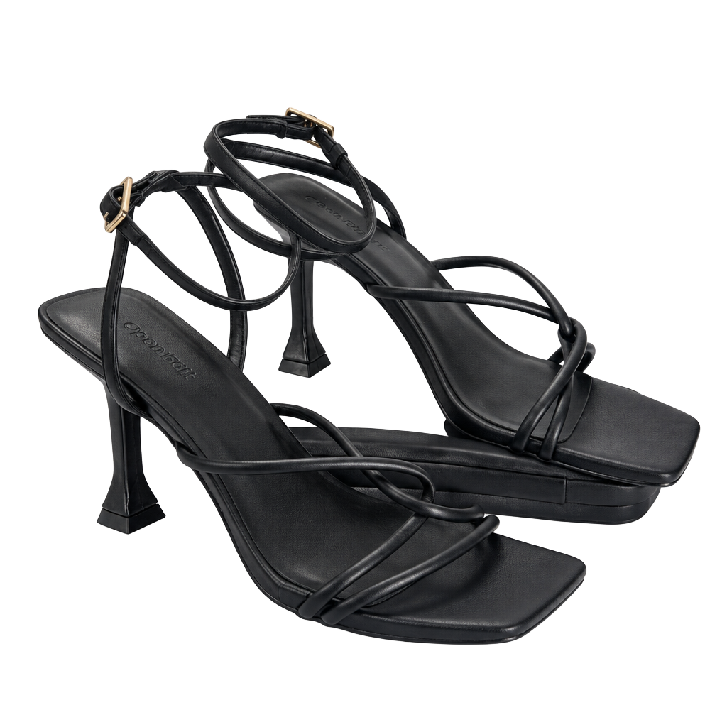 Open Edit Allira Strappy Sandal Size 8.5M Black Heels 1