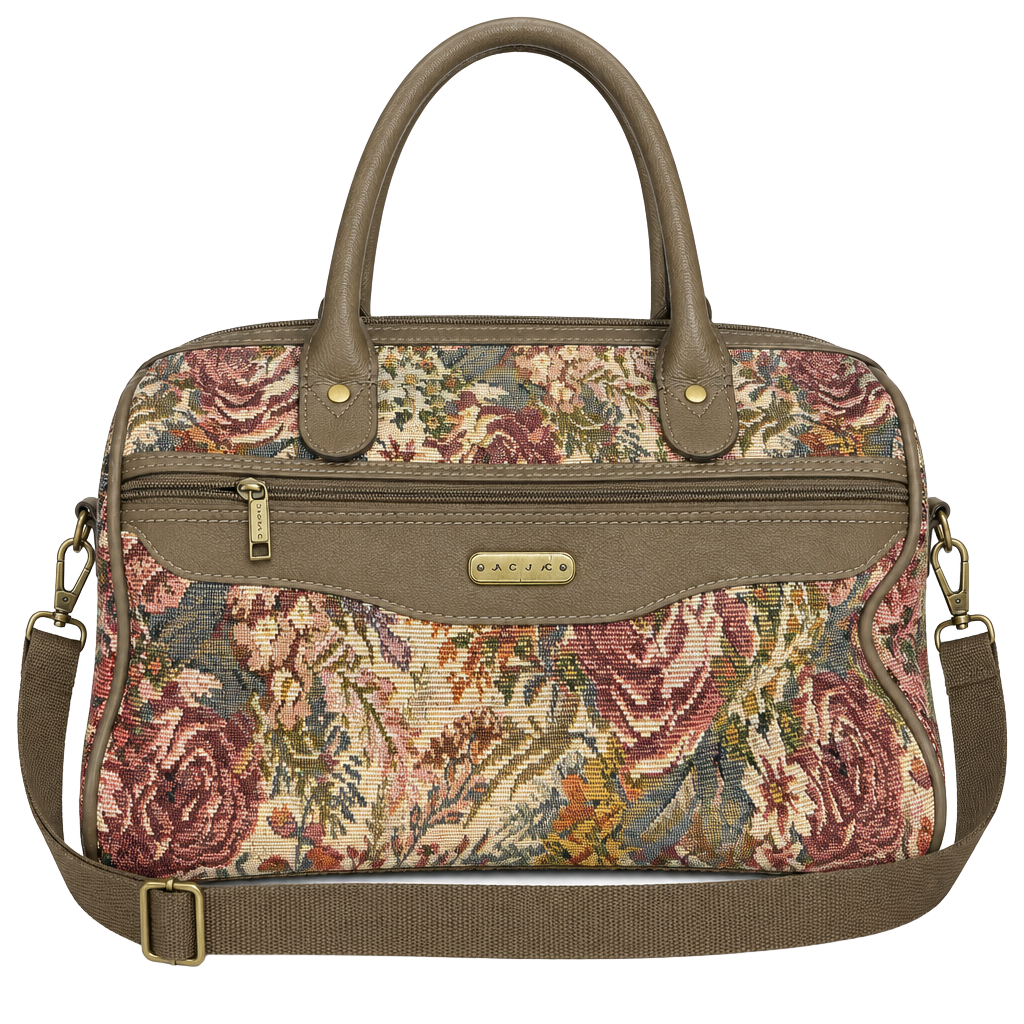 Vintage Jaguar Floral Tapestry Weekender Travel Luggage Bag 1