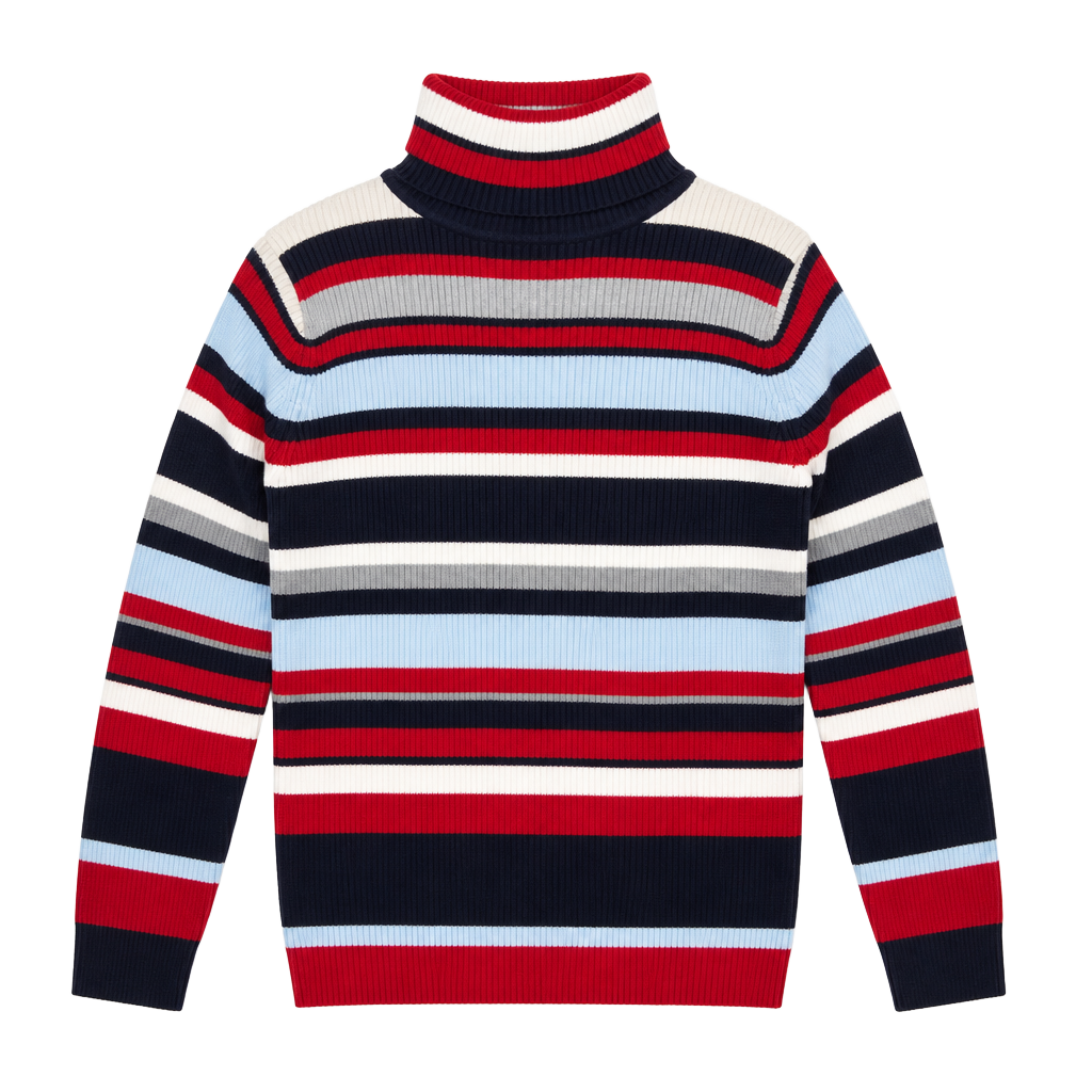 Tommy Hilfiger Jeans Striped Ribbed Turtleneck Sweater XL 1