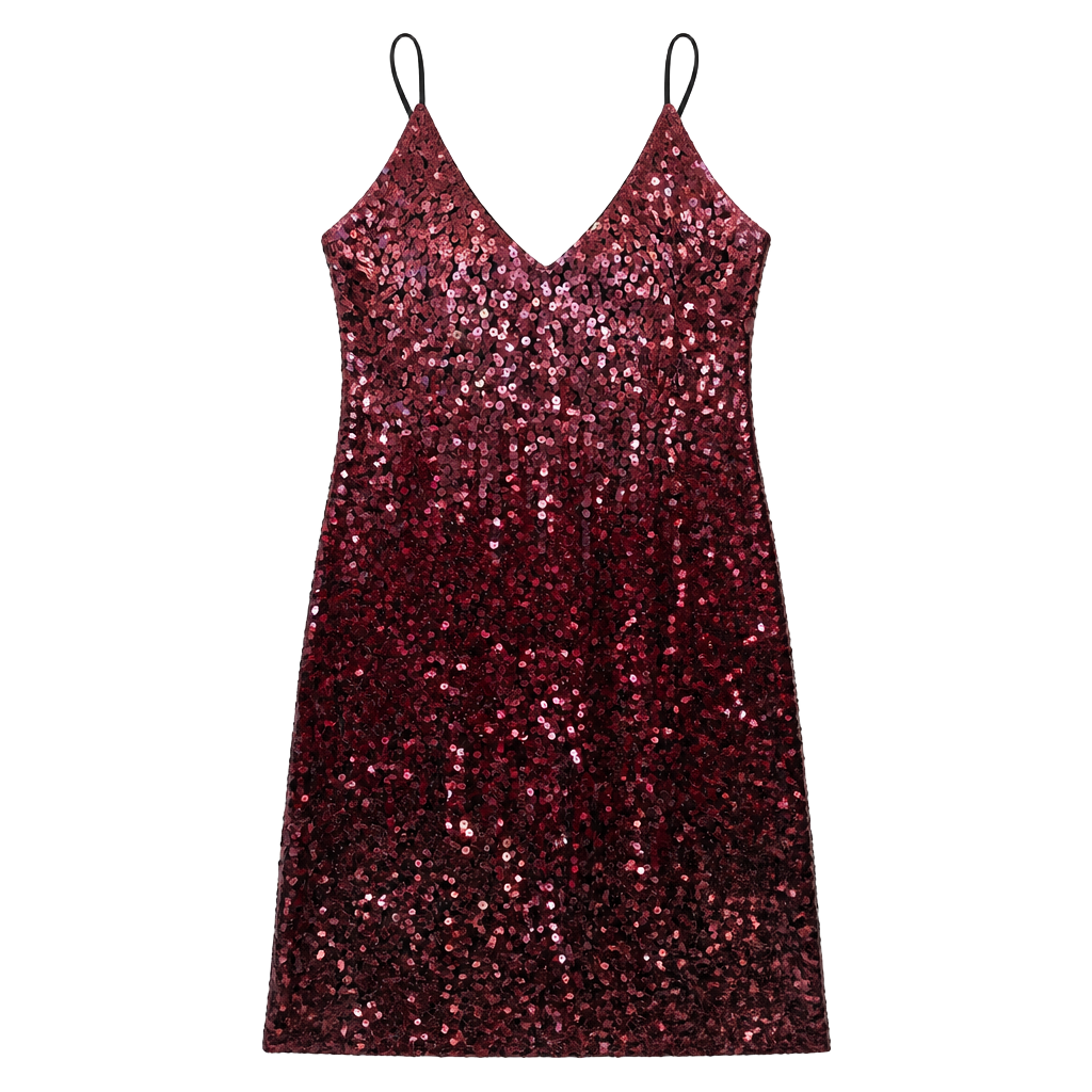 Metme Ombre Sequin Bodycon Dress with Spaghetti Straps - Large 1