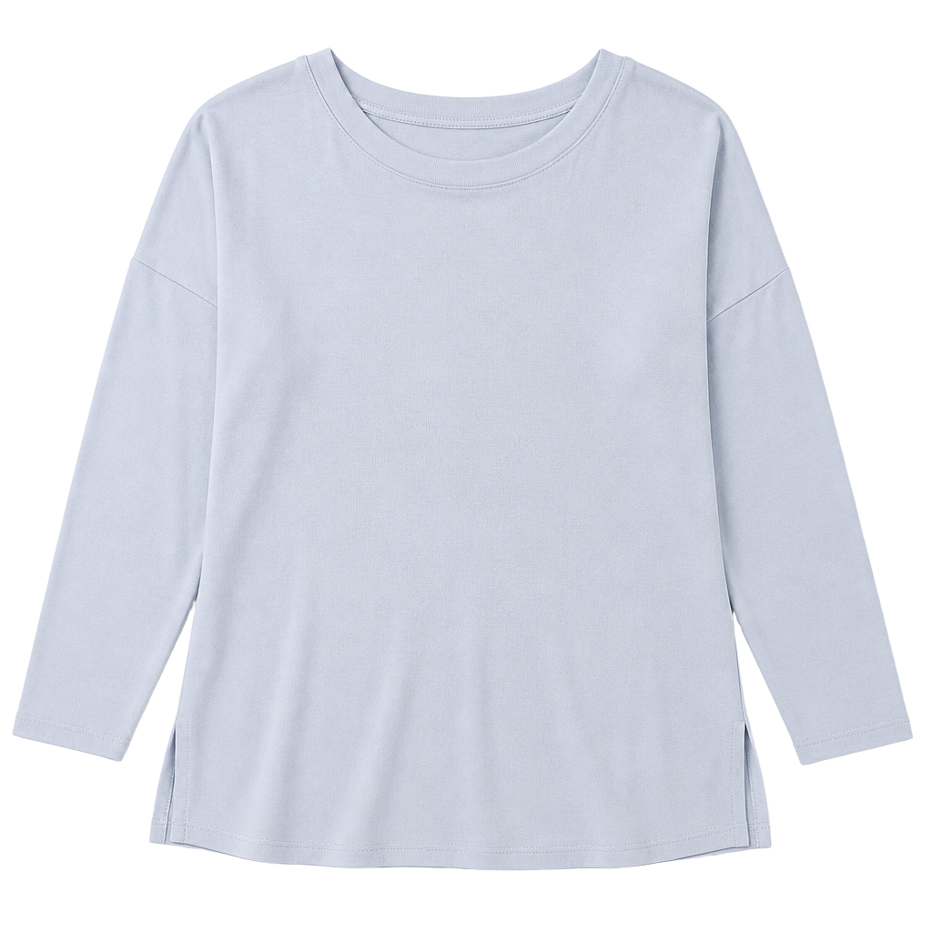 Three Dots AJS3194S Cotton Modal Side Slit Long Sleeve Top Size Small 1