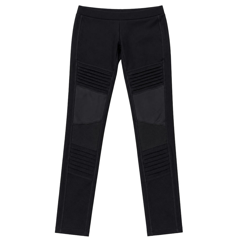 MPG Black Moto Leggings with Textured Knee Panels 1