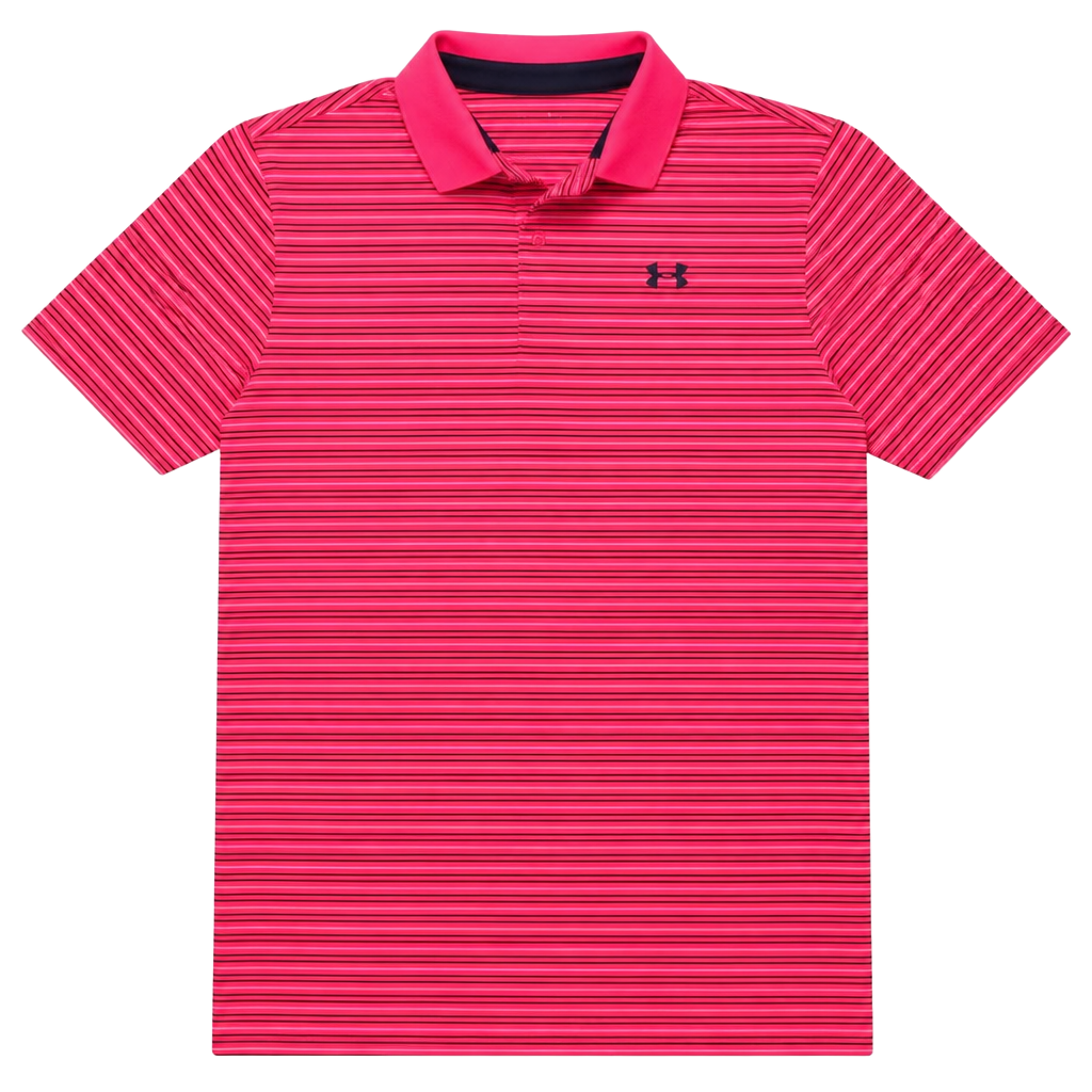Under Armour Youth Striped Polo Shirt Pink YXL Performance 1