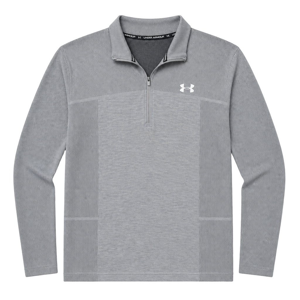 Under Armour Shirt Mens Grey Fitted UA Seamless Quarter Zip Long Sleeve 1