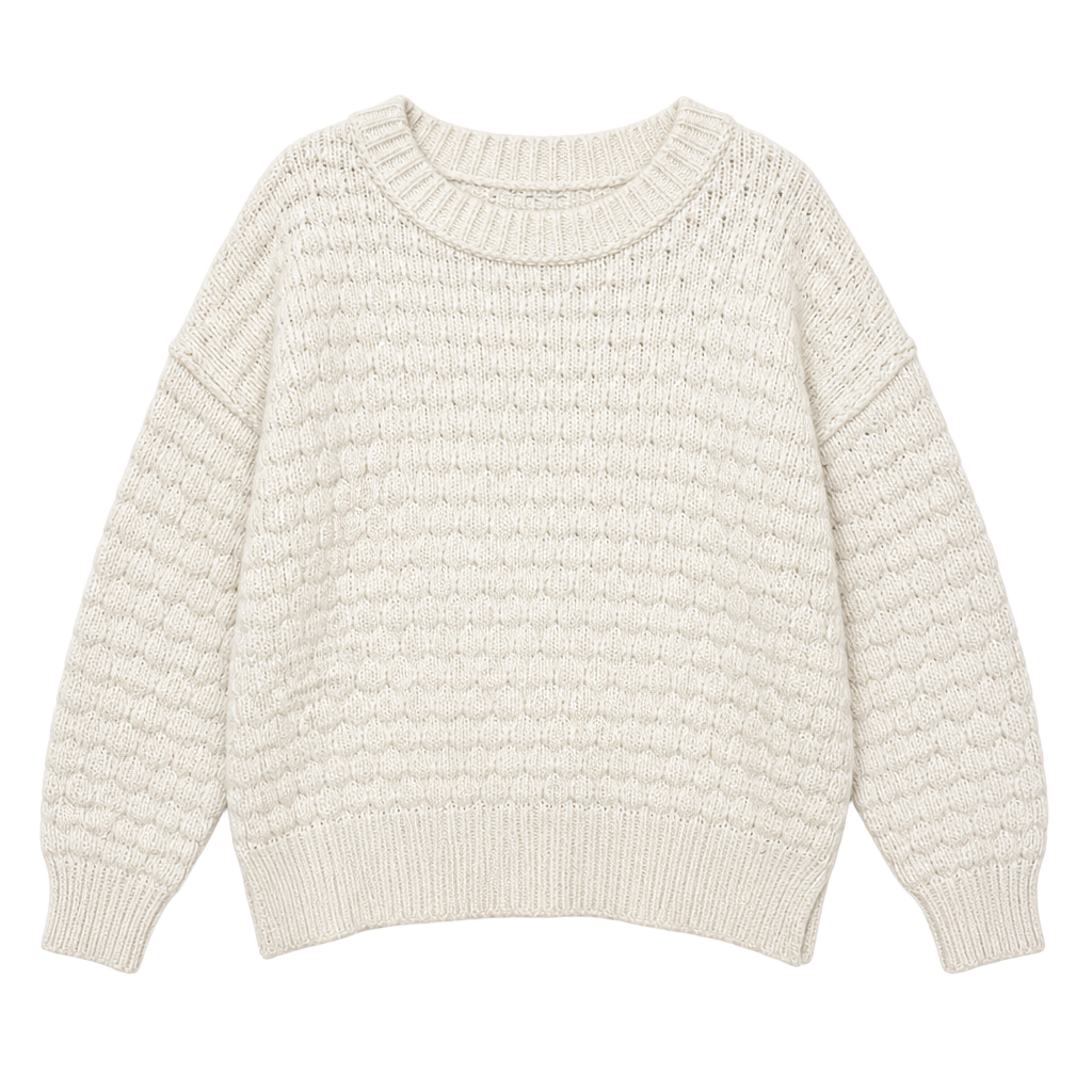 Aerie Textured Pullover Sweater Size M Cream Cotton Blend Crewneck 1