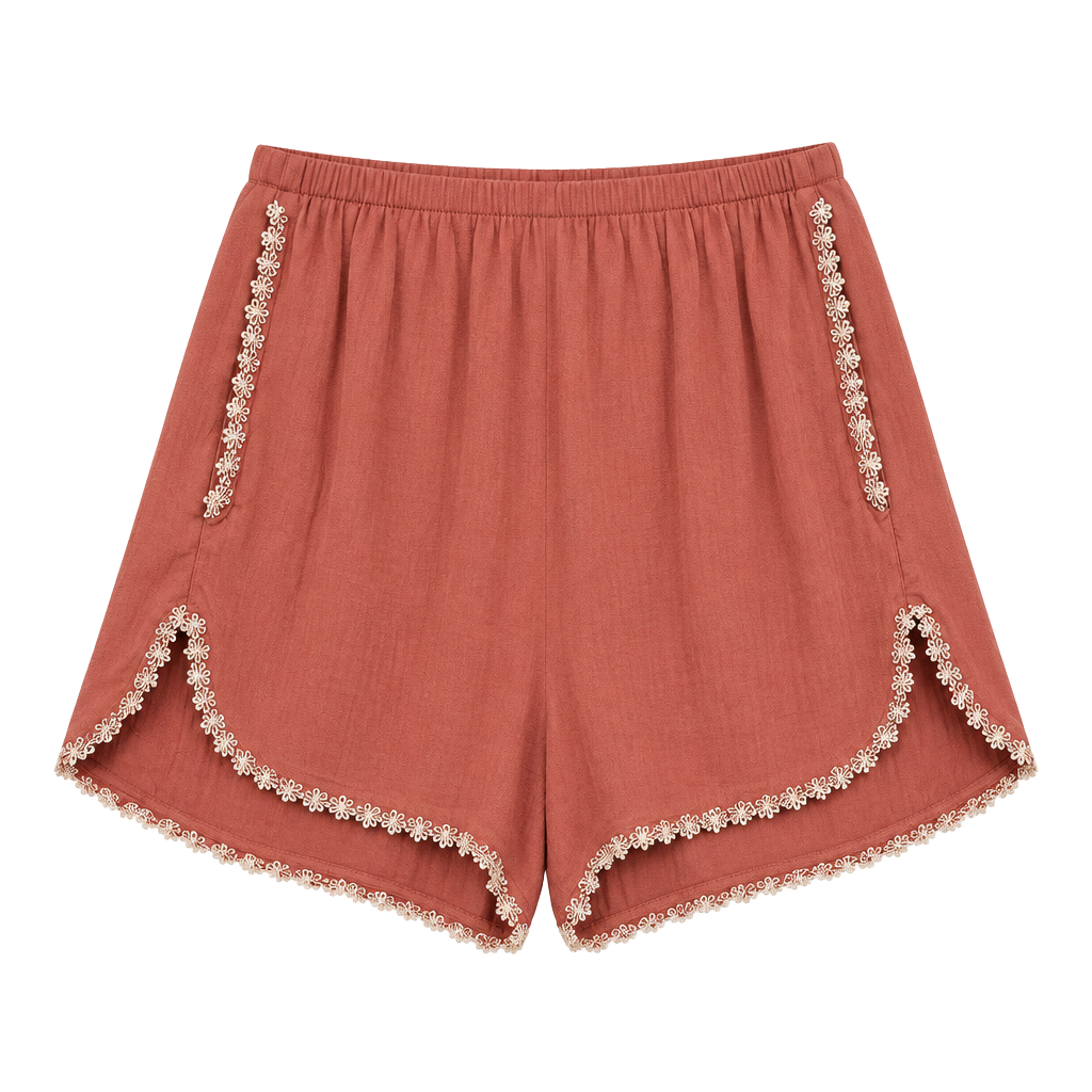 New POL Embroidered Shorts Size S Mauve Floral Lace Trim 1