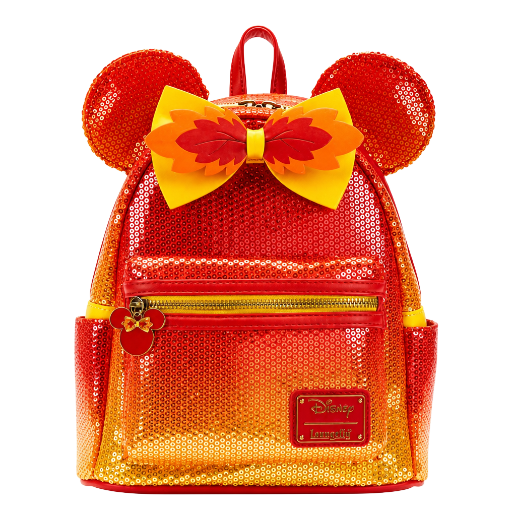 New Loungefly Disney Exclusive Fall Sequin Minnie Mouse Ombre Mini Backpack 1