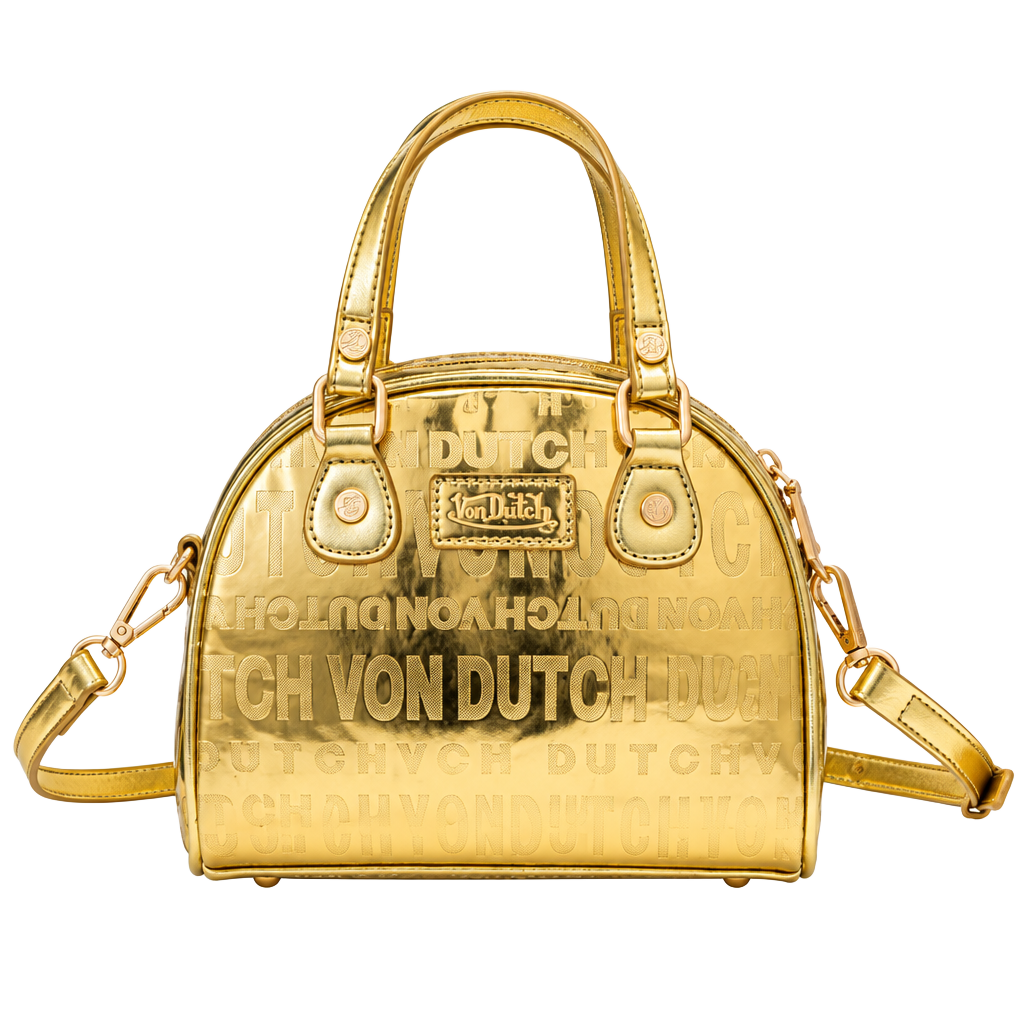 NEW Von Dutch Metallic Gold Reflective Bowling Bag Y2K Style 1