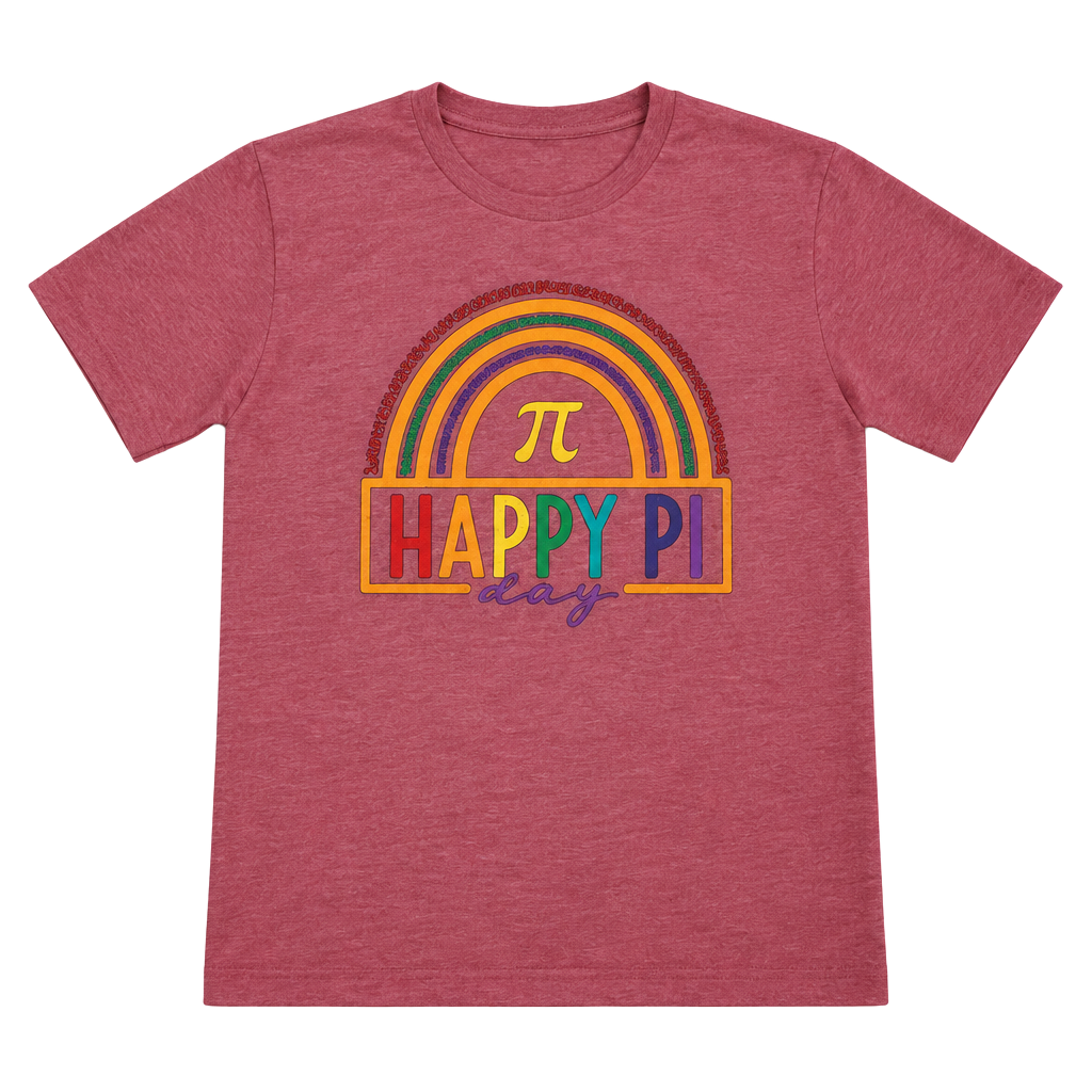 Happy Pi Day Math Teacher T-Shirt Size XL Red Rainbow Pi Symbol 1