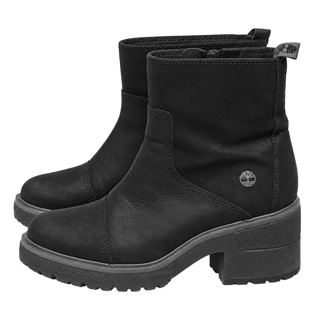 Timberland Silver Blossom Black Leather Mid-Calf Zip Bootie Women's Size 9.5 1