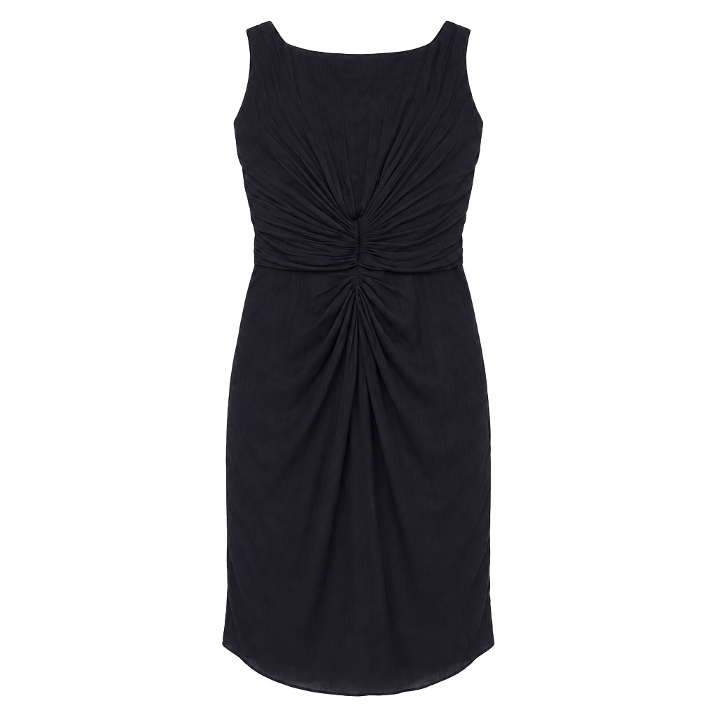 Armani Collezioni Dress Size 12 Black Pleated Silk Sleeveless Cocktail 1