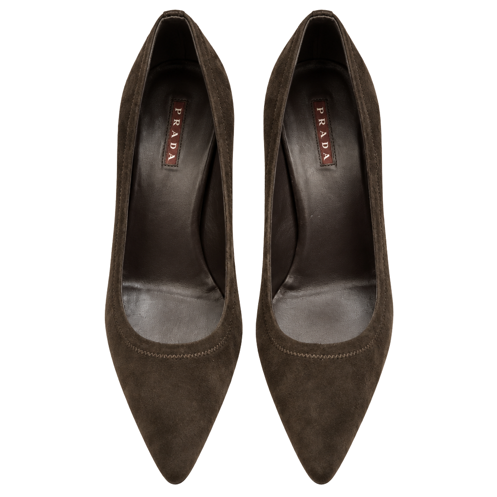 Prada Suede Pumps Brown 1