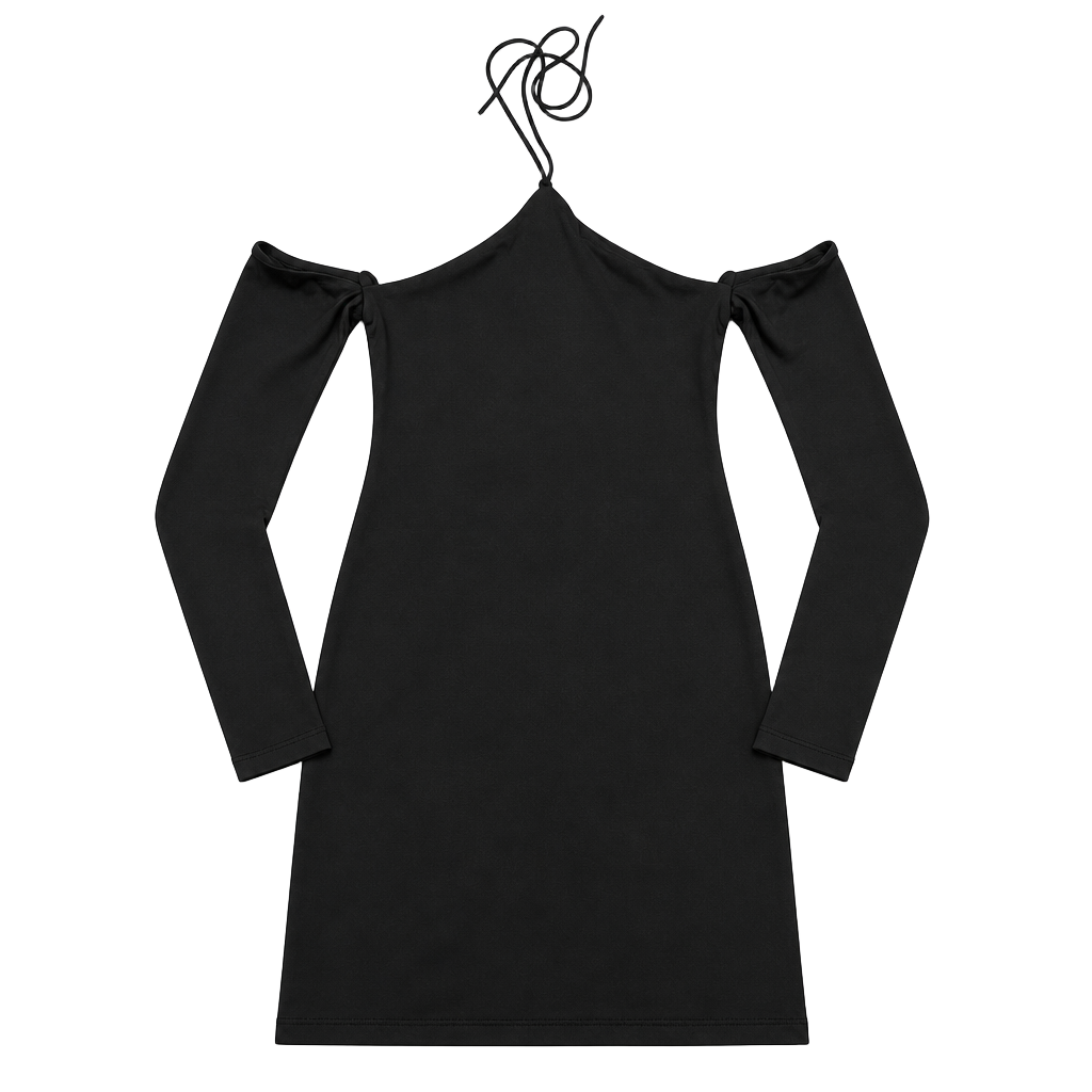 Princess Polly Black Long Sleeve Cold Shoulder Mini Dress 1