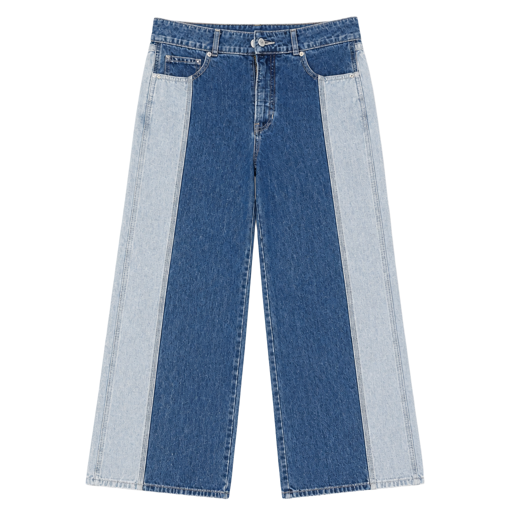 Veronica Beard Taylor Two-Tone High-Rise Wide-Leg Jeans 1