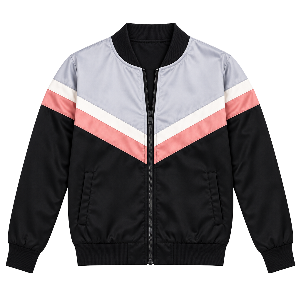 Express Silky Chevron Bomber Jacket Multi Colorblock 1
