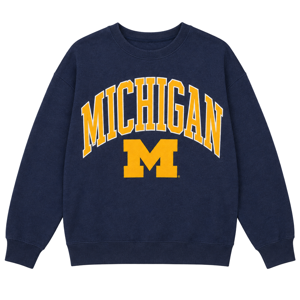 Pressbox Michigan Wolverines Sweatshirt Size 2XL Navy Blue Crewneck 1