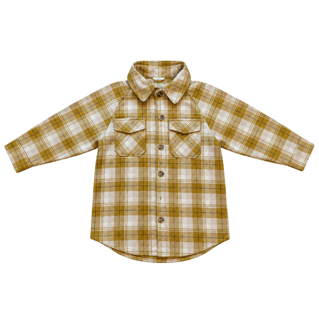 New In Plaid Flannel Shacket Size M Yellow White Long Sleeve Button Down 1