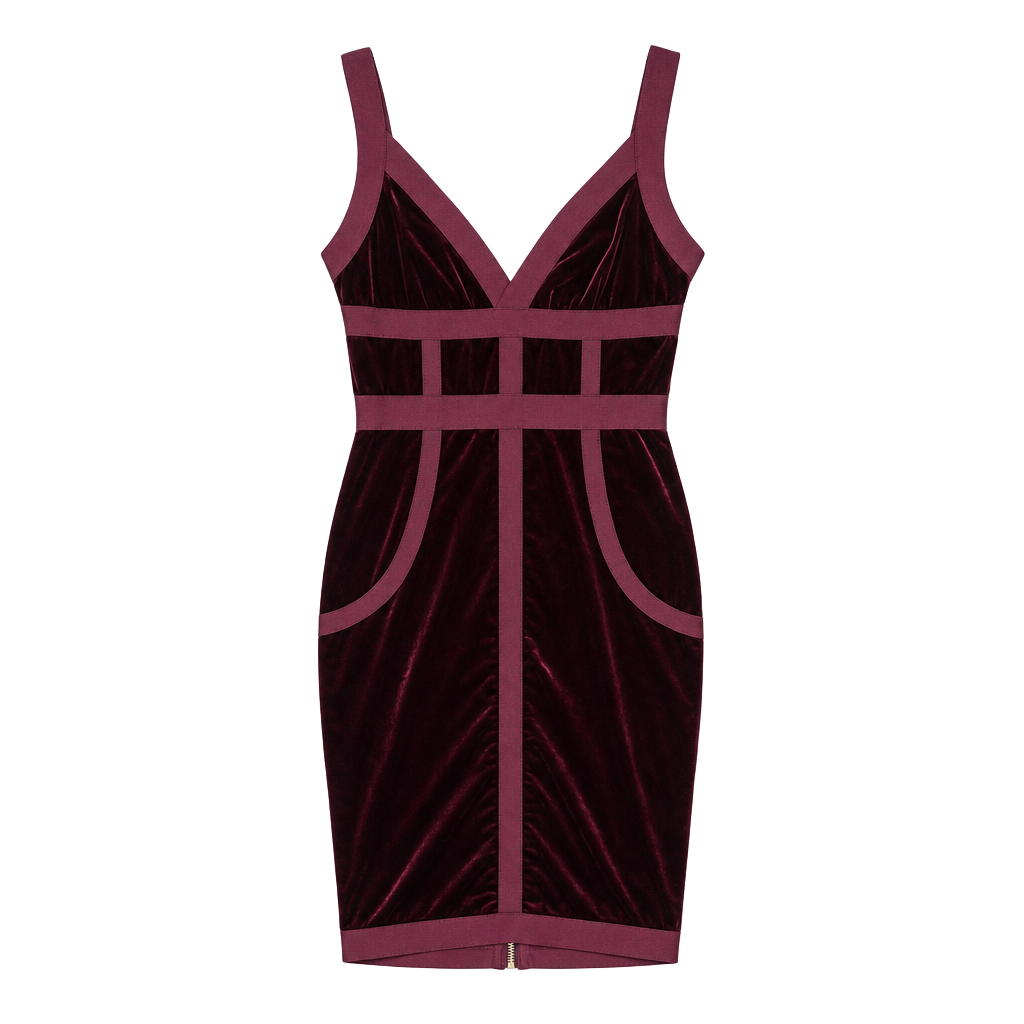 House of CB Carven Mulberry Velvet Bandage Mini Dress 1