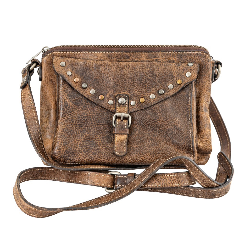 Patricia Nash Avellino Italian Leather Crossbody Bag Distressed Studded 1