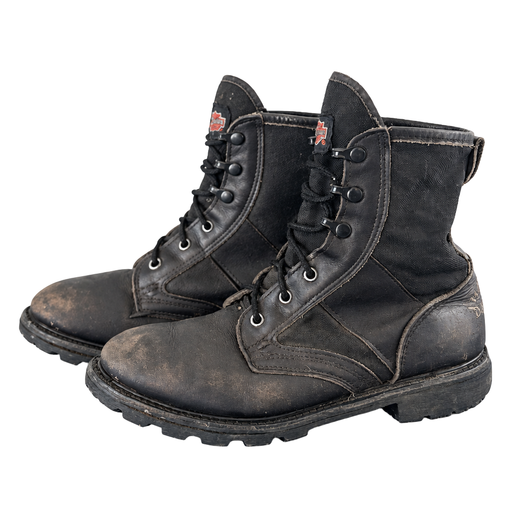 Harley Davidson Black Leather Combat Boots 1
