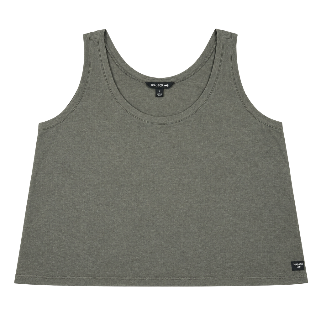 Toad&Co Tank Top Size L Grey Green Cotton Scoop Neck 1