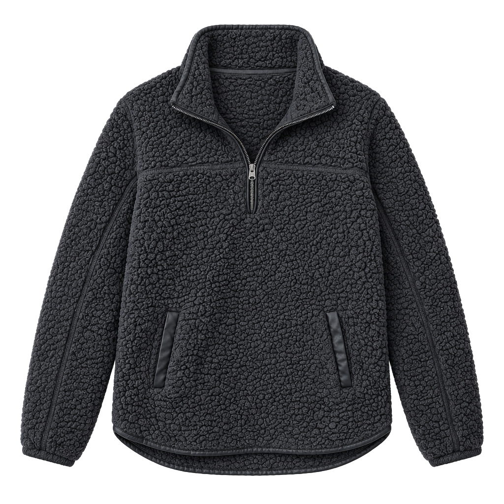 Abercrombie & Fitch Sherpa 1/4 Zip Pullover Size S Dark Gray Teddy 1