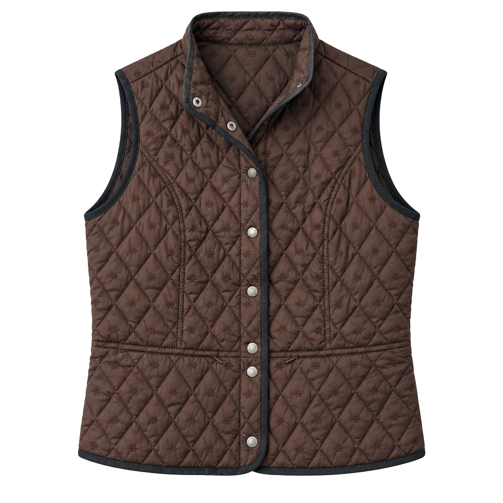 Eddie Bauer Quilted Goose Down Vest Size L Brown Embroidered 1
