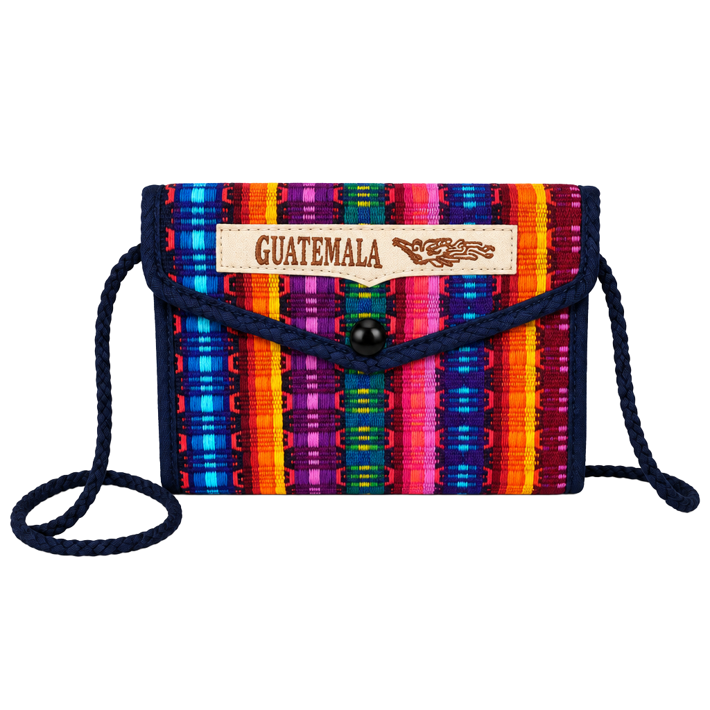 Guatemalan Artisan Colorful Woven Crossbody Wallet Purse Multi 1
