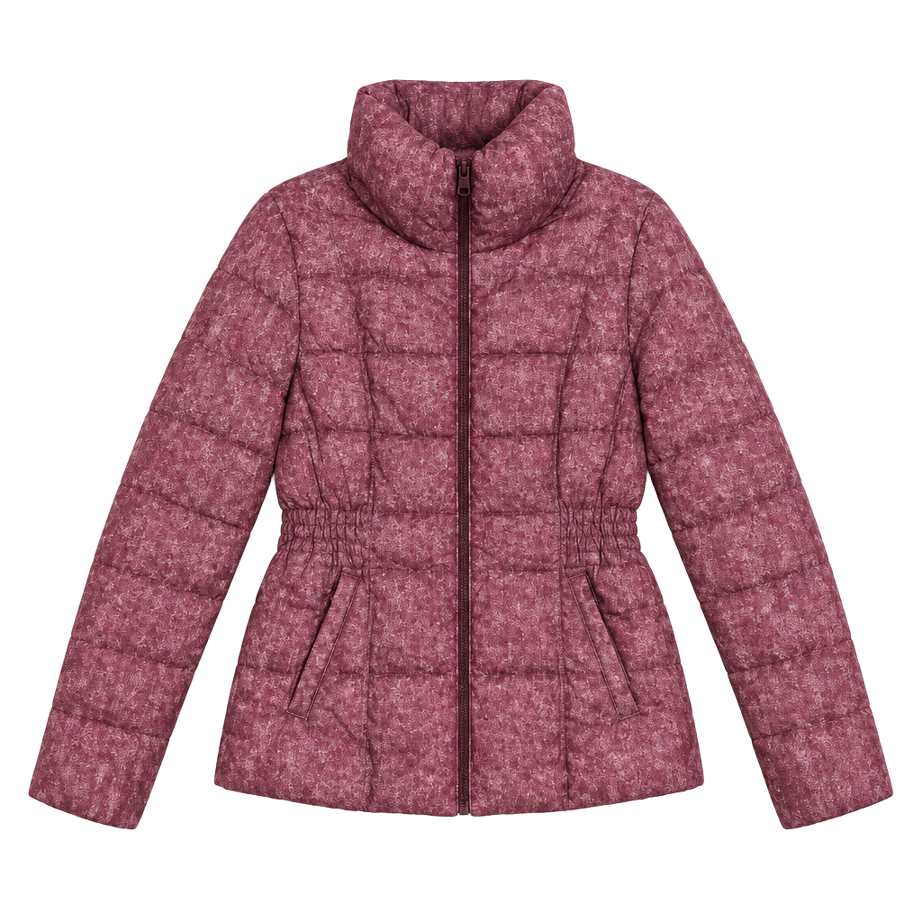 Simply Styled Puffer Jacket Size M Pink Herringbone Quilted Coat 1
