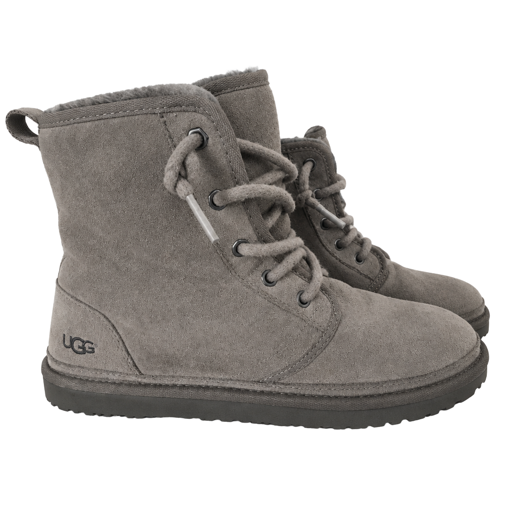 UGG Harkley Boots Size 10 Grey Suede Chukka Lace Up 1