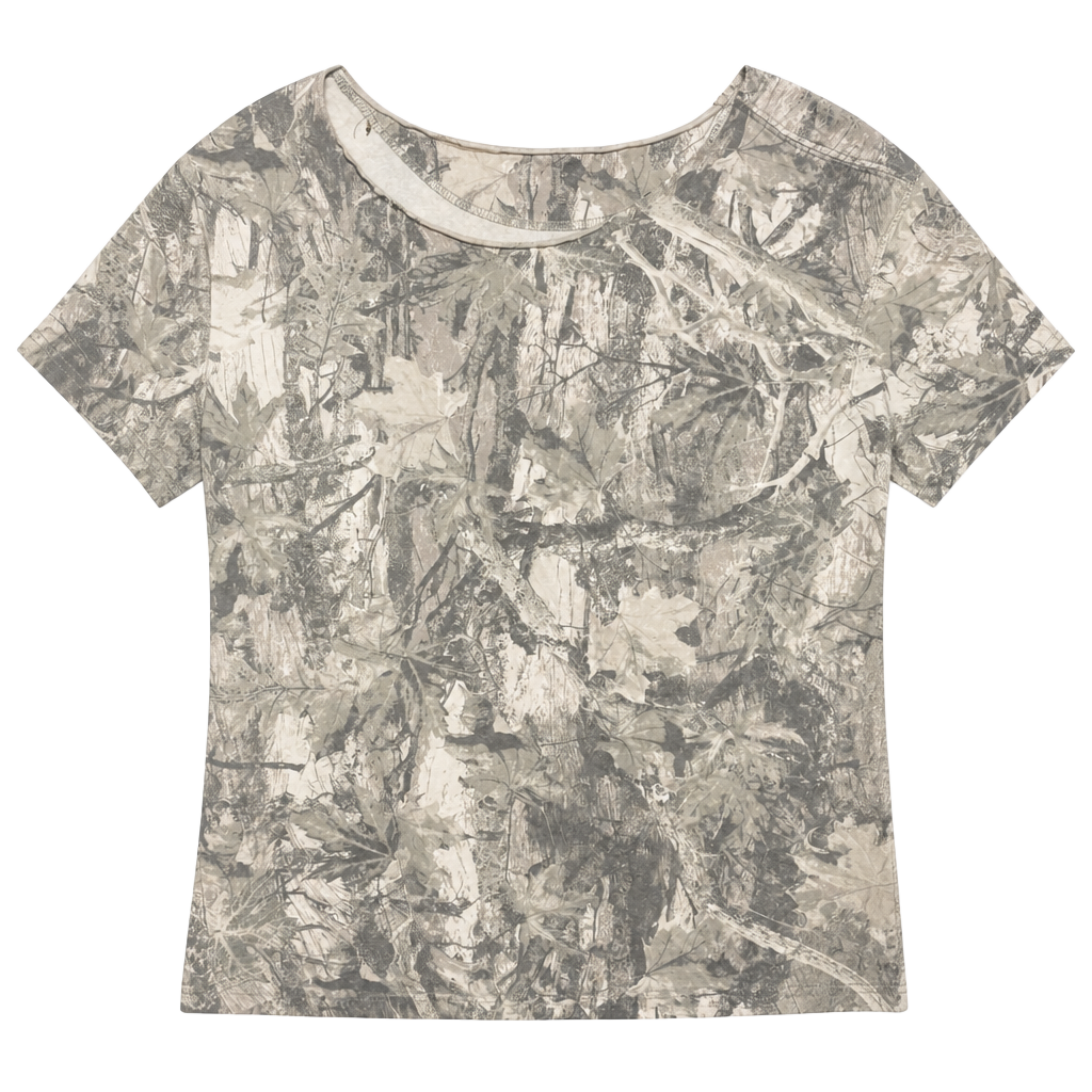 Hollister Camo Leaf Print Off-the-Shoulder Crop Top 1