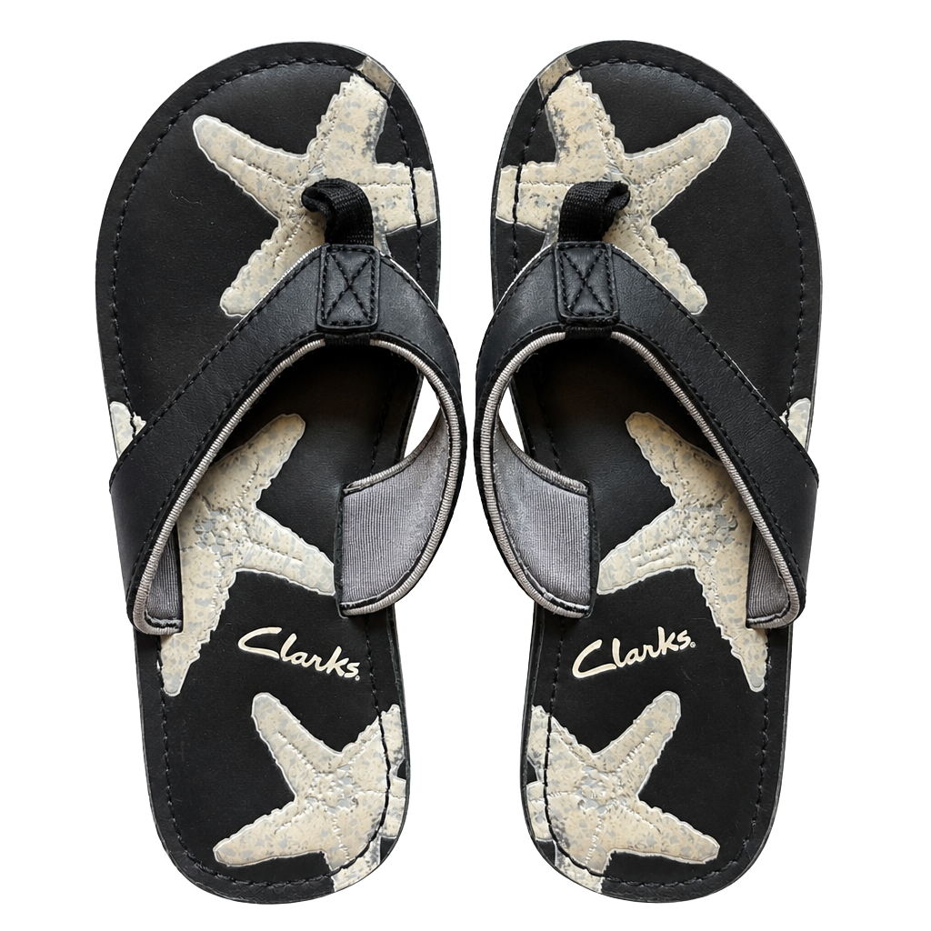 Clarks Black Starfish Thong Sandals Flip Flops 1