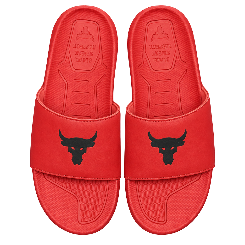 Under Armour Project Rock Slide Sandals Red Black 1